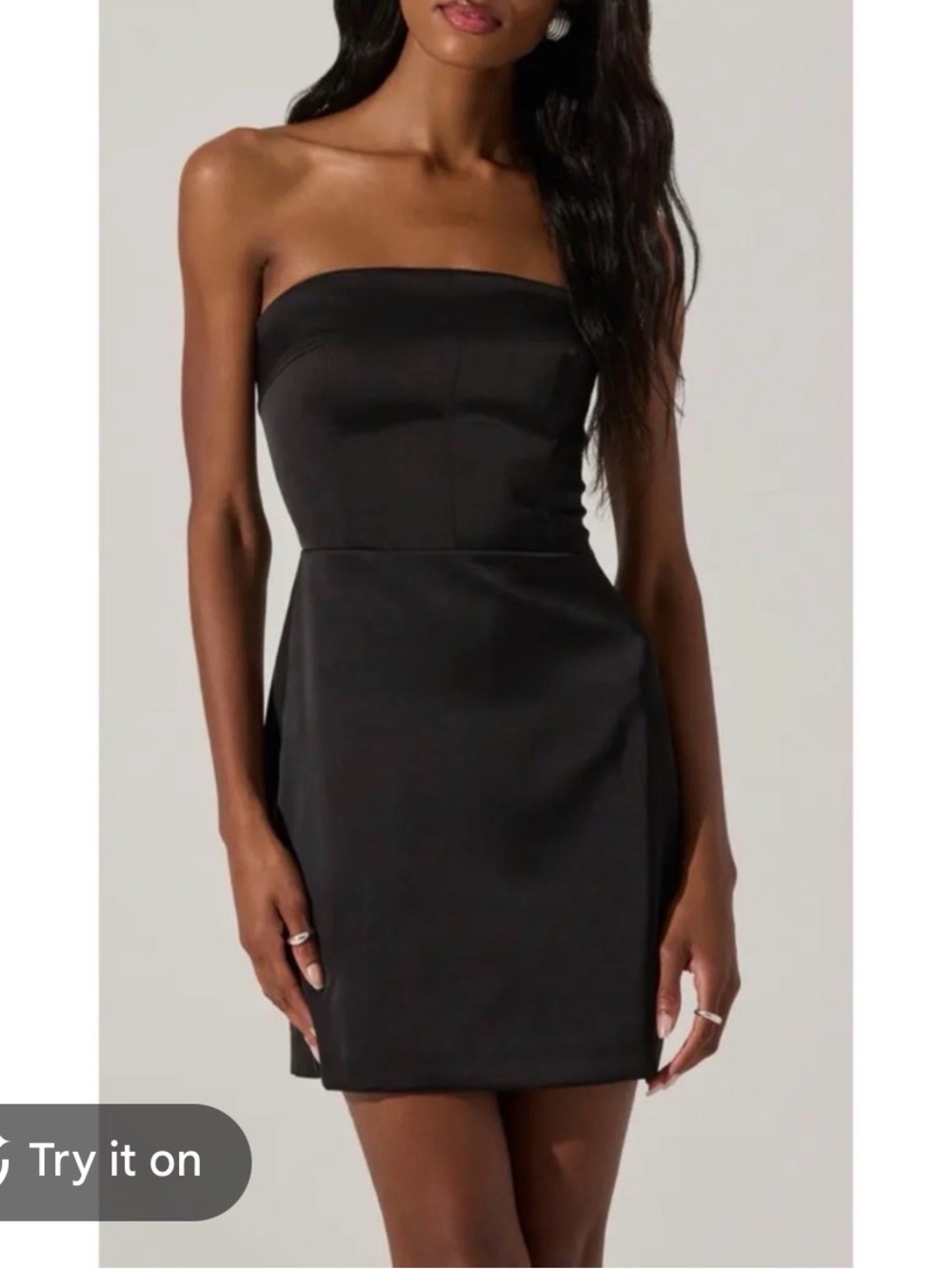 Astr Black Strapless Satin Mini Dress